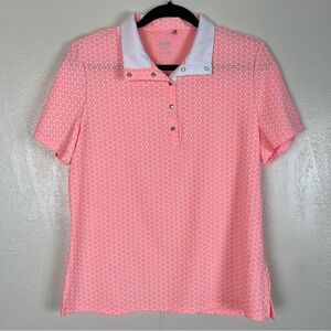 NVO sport Pink Snap-Front Golf Polo Jersey with White Contrast Collar